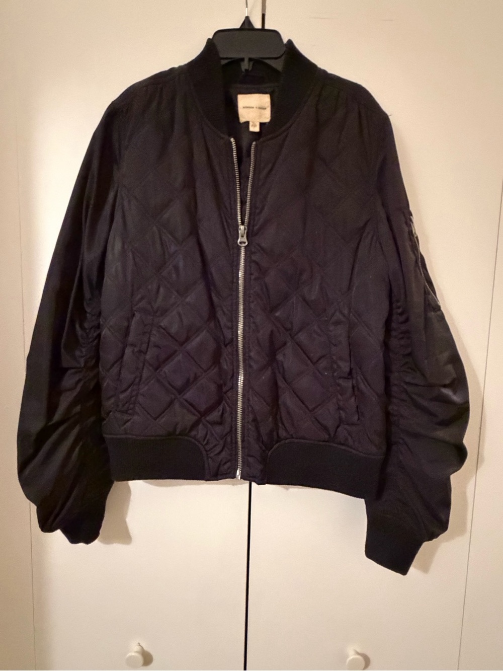 Women's Black Quilted Bomber Jacket
